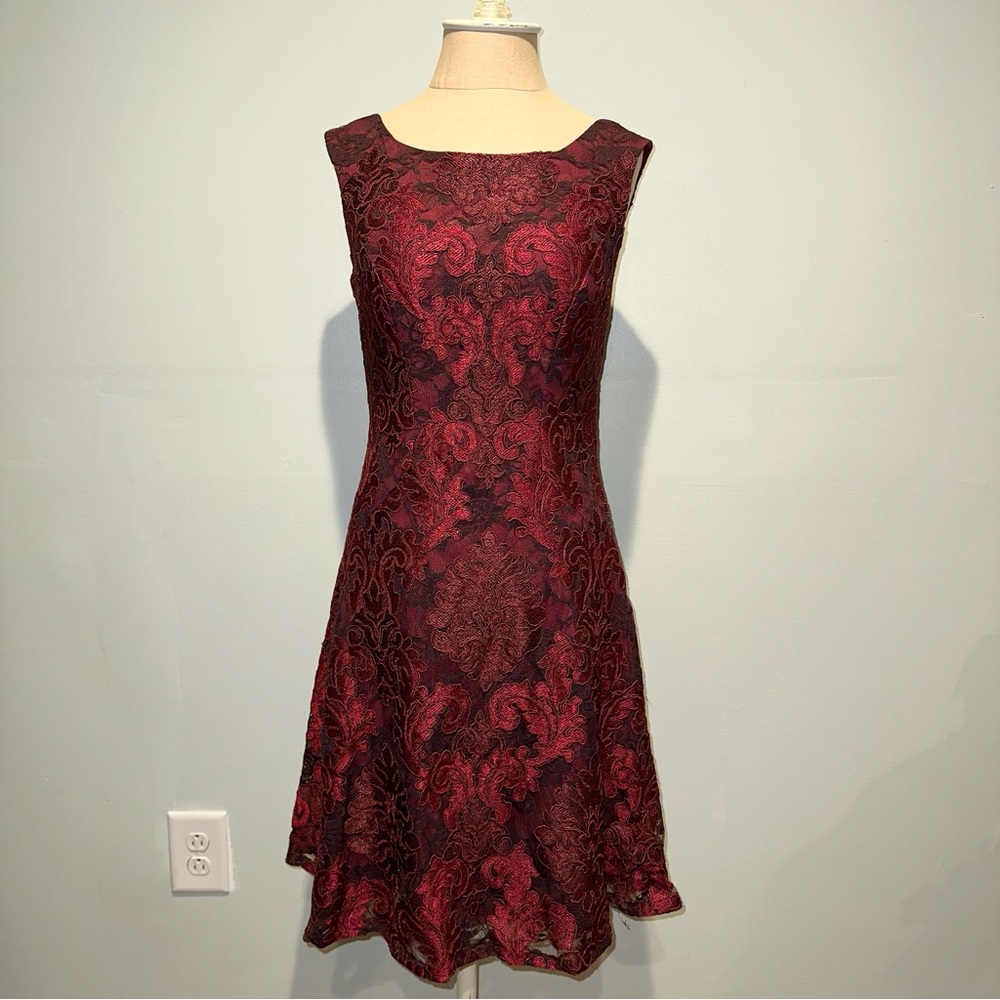 Aidan Mattox Floral Lace Sleeveless Dress